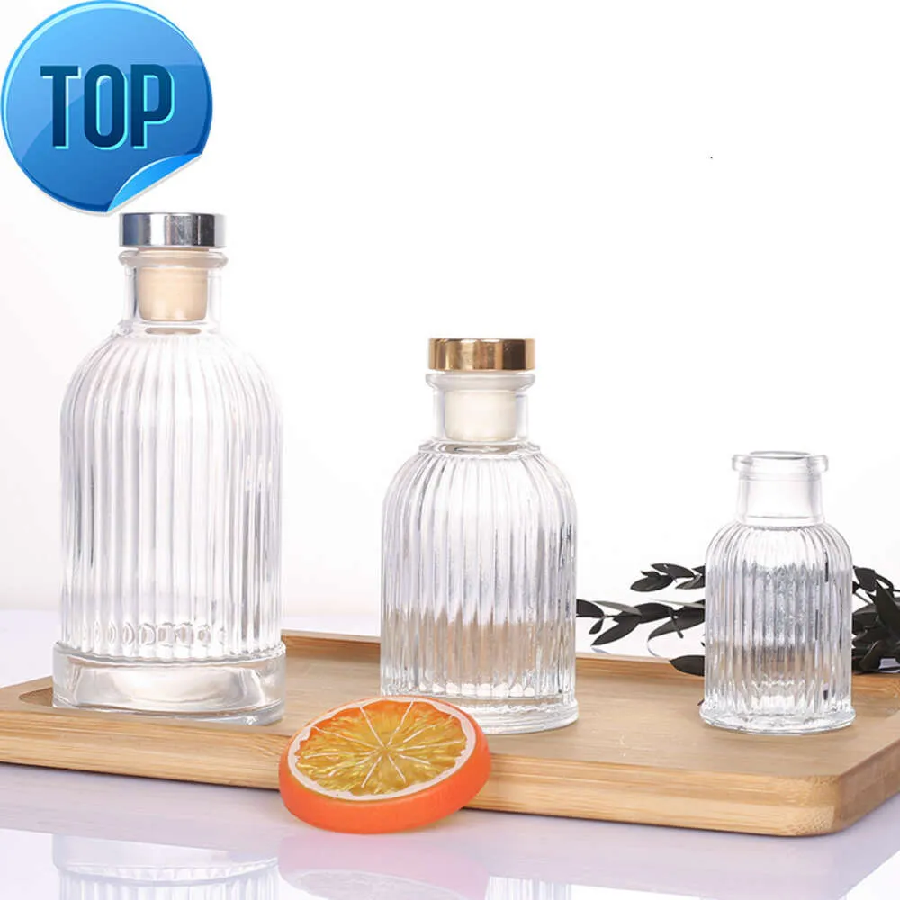 Factory manufacturing Hotel Glass Reed Diffuser Bottle Aromatherapy Oil Cylinder Jar Car Perfume Bottles With Silver Gold Neck