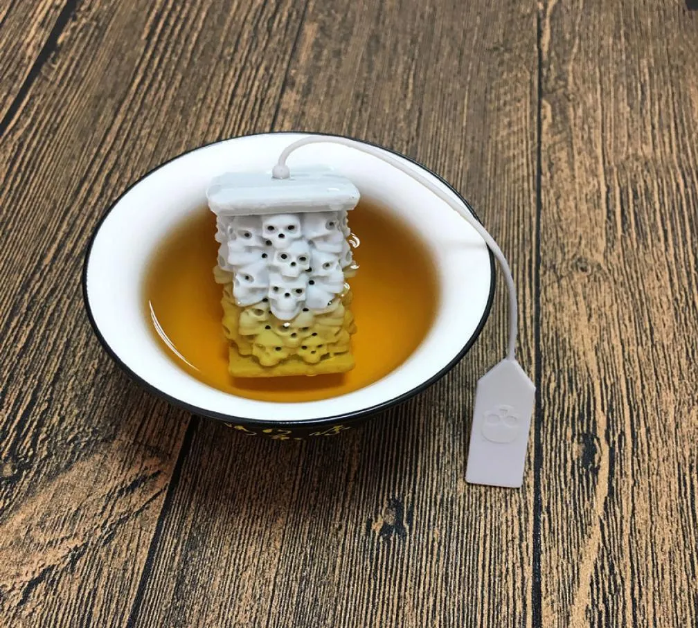 Ferramentas de cozinha Infusor de chá de silicone Forma criativa de caveira Filtro de chá de folhas soltas Cor cinza Herbal Spice Teas Infusers Filtro 30pcs8088601