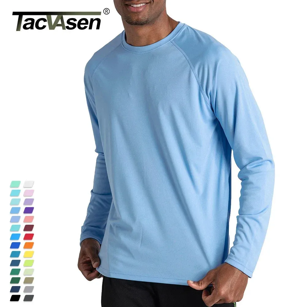 TACVASEN Men's Sun Protection T-shirts Summer UPF 50 Long Sleeve Performance Quick Dry Breathable Hiking Fish T-shirts UV-Proof 240106