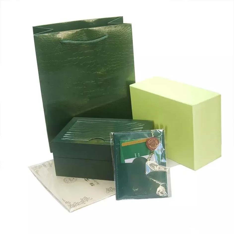 Relógio de luxo superior marca verde caixa original papéis presente relógios caixas saco couro cartão 0 8 kg para relógio rolex box333t