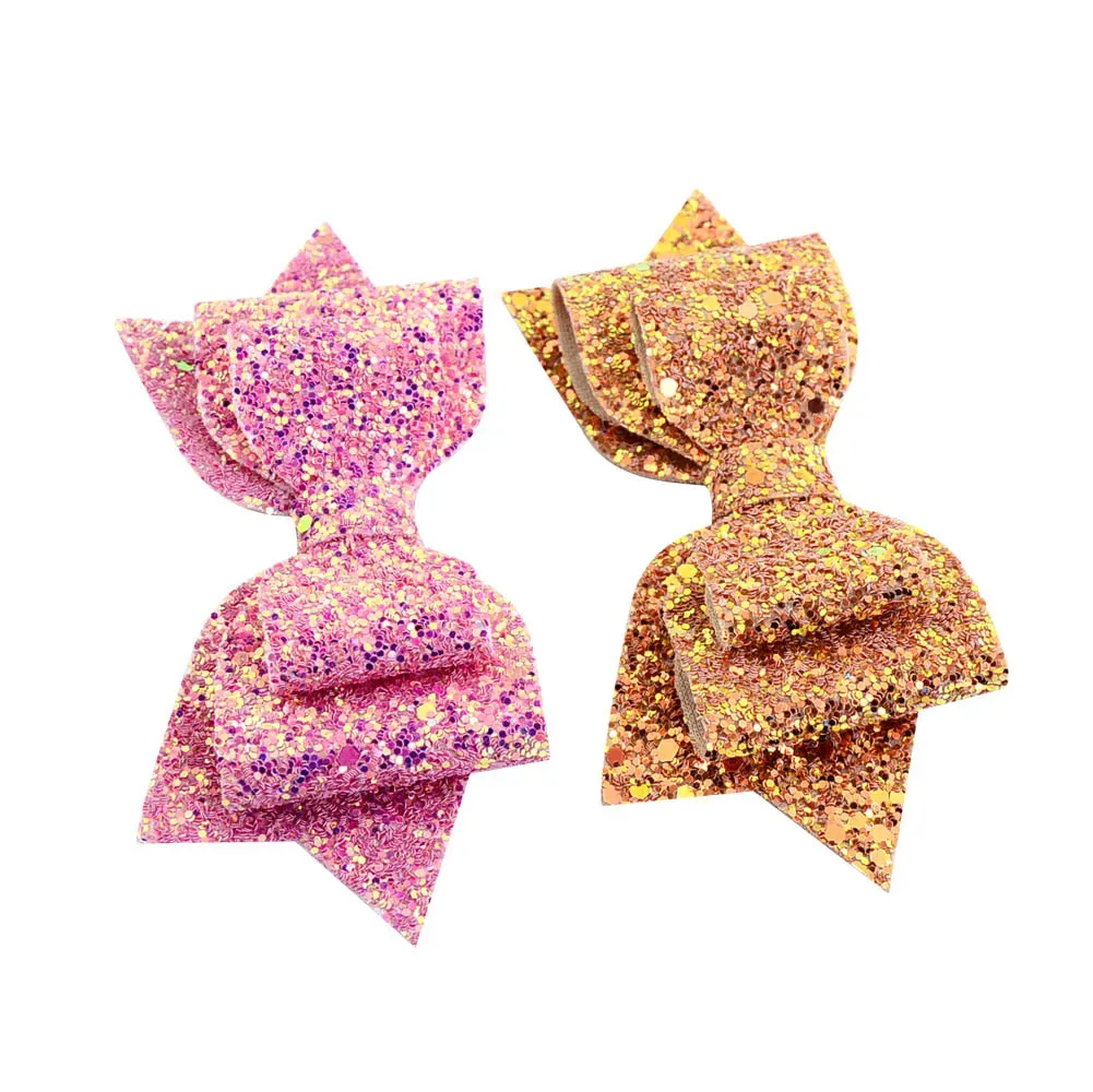 Baby Girls Bow Glitter Barrettes Children Kids Paillette hairpins Clips With Metal Teeth Clip Boutique 5inch Bows Hair Accessories KFJ166