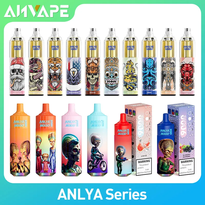 Original ANLYA Desechable Vape Pen 7K / 9K Puffs Pods E Cigarrillo 0/2/3/5% Nic con batería recargable de 600 mAh Bobina de malla 14/18 ml Barra de pod precargada PK Randm Vapme Elfworld