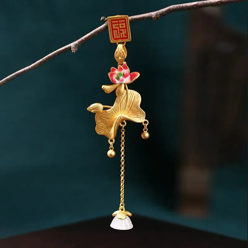 Pendentif Amulette Chinoise Hanfu – Gland Vintage Ethnique En Verre Et Agate