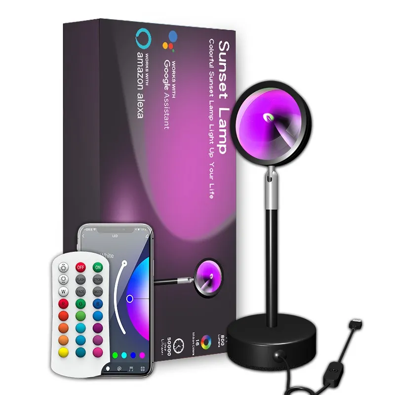 Live Smart App Remote Control RGB Golv Ambience Light Rainbow Projection Sunset Light Live Bakgrund Sunset Light Light Light