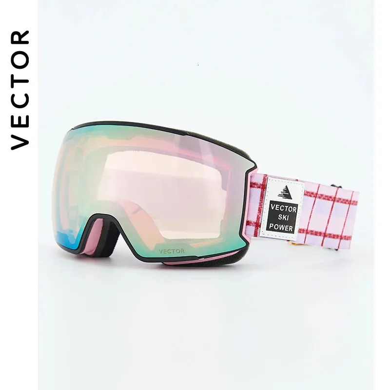 Vektor Small Ski Goggles Frame Print Strap For Men Women Interbytbart magnetlins UV400 Solglasögon Antifog Snow Glasses 240106