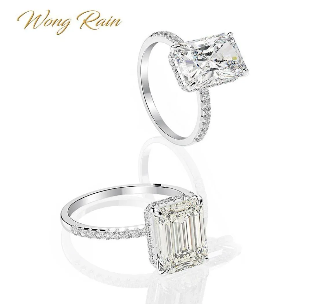 Wong Rain Classic 100 925 argent Sterling 8 11 MM créé Moissanite pierre précieuse bague de fiançailles de mariage bijoux fins entier 205345379