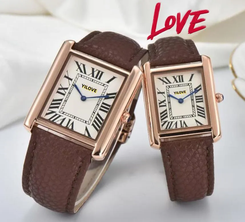 Fashion Women Watches Quartz Movement Silver Gold Dress Watch Lady Square Tank Stainless Steel Case Original Clasp Analog Casual No calendar Wristwatch Gifts