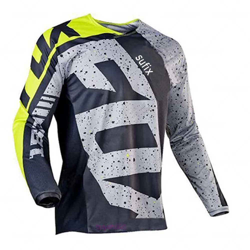 2024ファッションTシャツマウンテンバイクスーツFOXXメンズTシャツSufix MTB Road Motocross Shird Mens Boosable MountainMtb Long Sleeve Racing Quick Drying Cycling XN2222