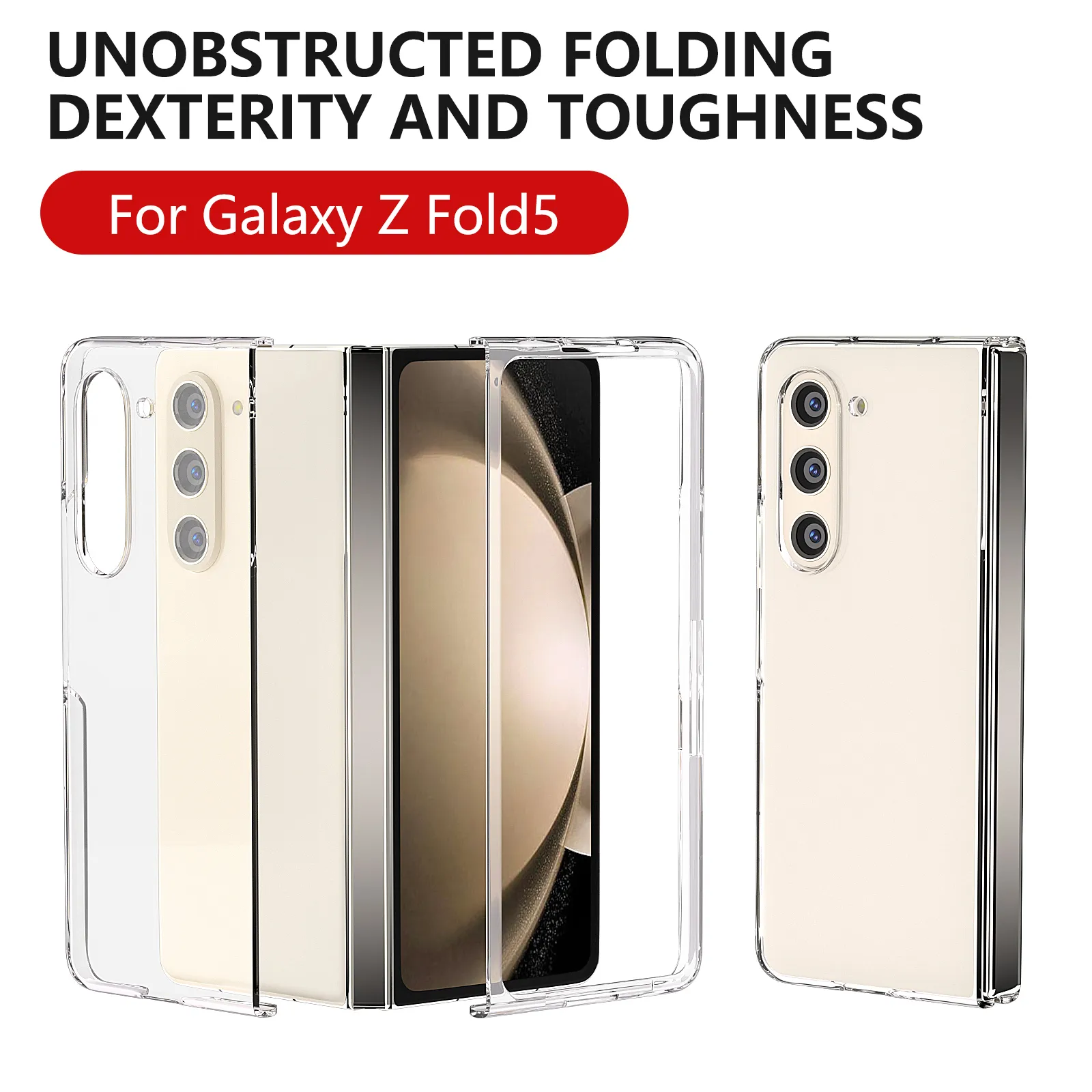 Transparent för Samsung Galaxy Z Fold 4 Fold5 Case Plastic Clear Hard Protection Cover