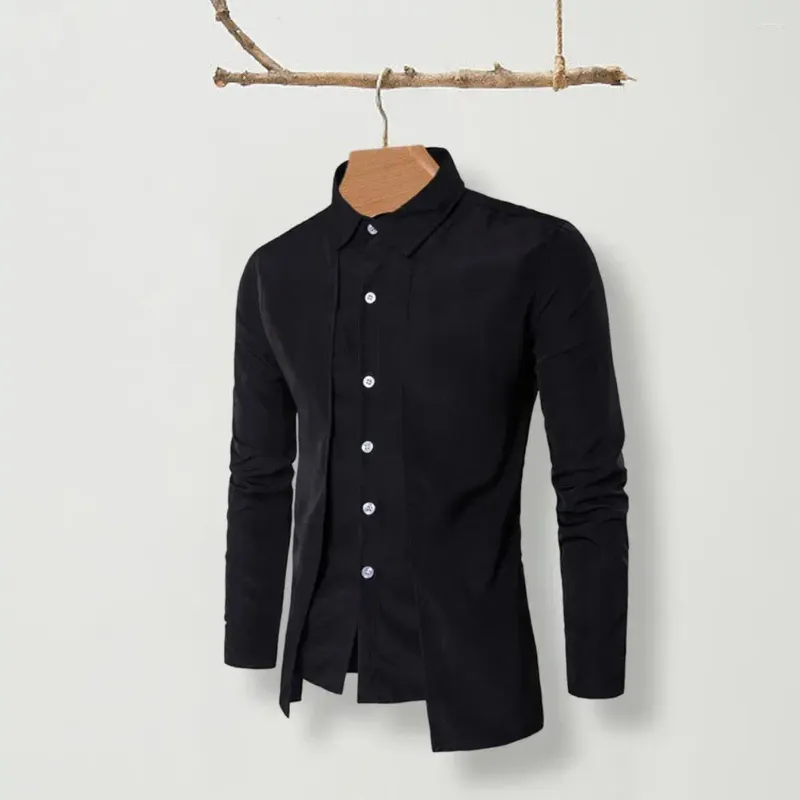 남자 캐주얼 셔츠 가벼운 남자 셔츠 비즈니스 세련된 싱글 가슴 가디건 슬림 핏 스탠드 칼라 긴 소매 가을.