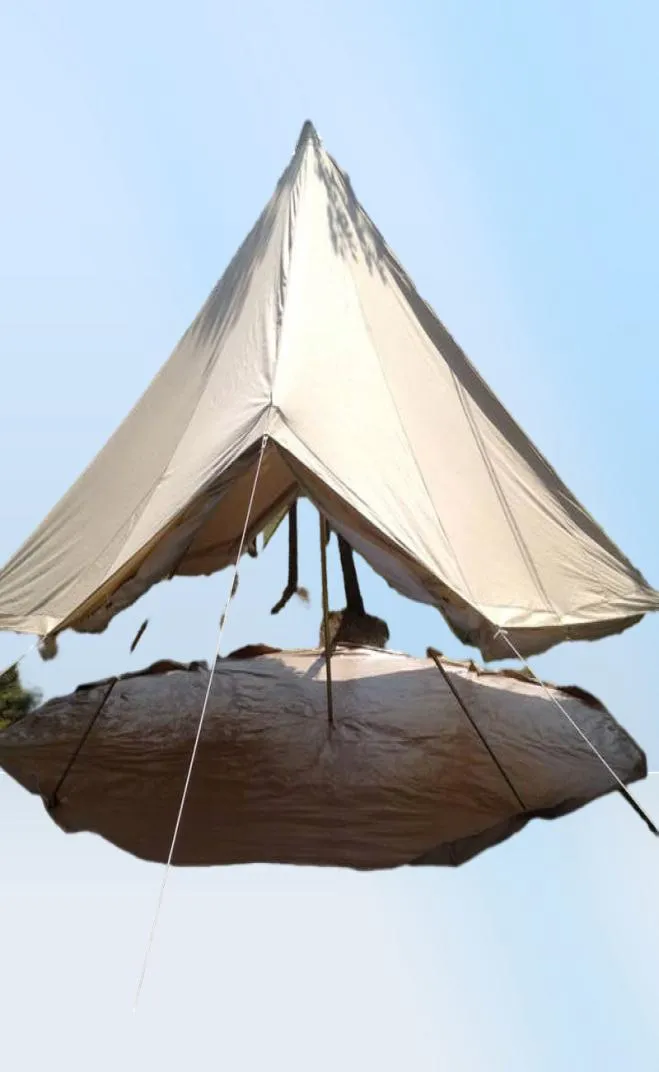 India yurt-stijl licht kaki volledig katoenen canvas bell tent met kacheljas aan de muur 2018 nieuwe update9155030