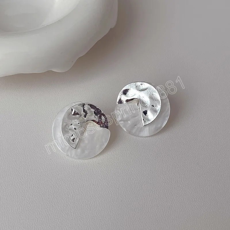 Bijoux tendance 925 argent aiguille ronde géométrique résine boucles d'oreilles pour femmes femme cadeau joli Design accessoires