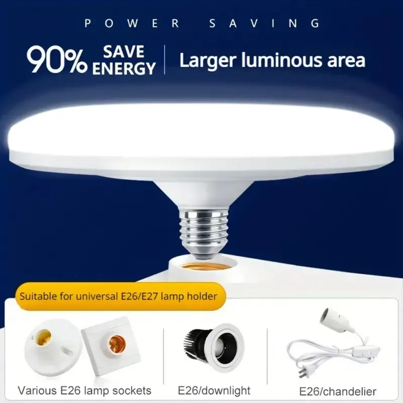 UFO-vormige LED-lamp, 50W/30W/20W/18W/15W E26/E27 Basis 6000K, Led-lamp voor binnenverlichting voor garage, voor Kerstmis Halloween Thanksgiving Decoratie