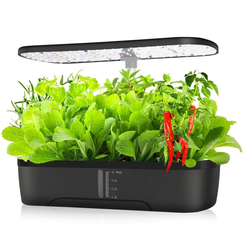 Grow Lights 12 Pods Sistema di coltivazione idroponica Kit da giardino Altezza regolabile per interni con timer automatico Luce a 20 WalLED