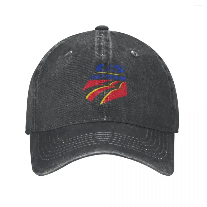 Berets US Ski Team Logo Logo Stany Zjednoczone Baseball Cap Denim Kapelusz Outdoor Regulowany Casquette Streetwear Cowboy dla unisex