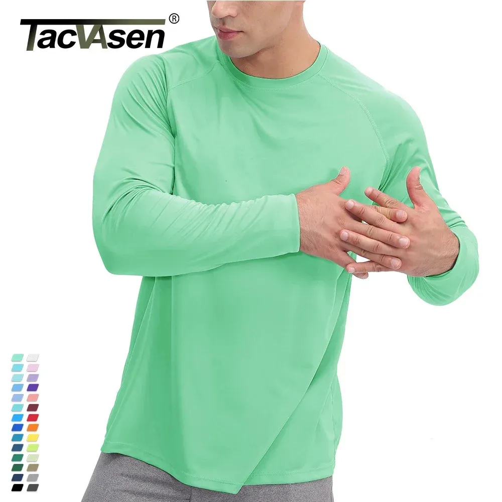 TACVASEN Protection solaire T-shirts été UPF 50 hommes à manches longues séchage rapide sport athlétique randonnée Performance T-shirts hauts 240106