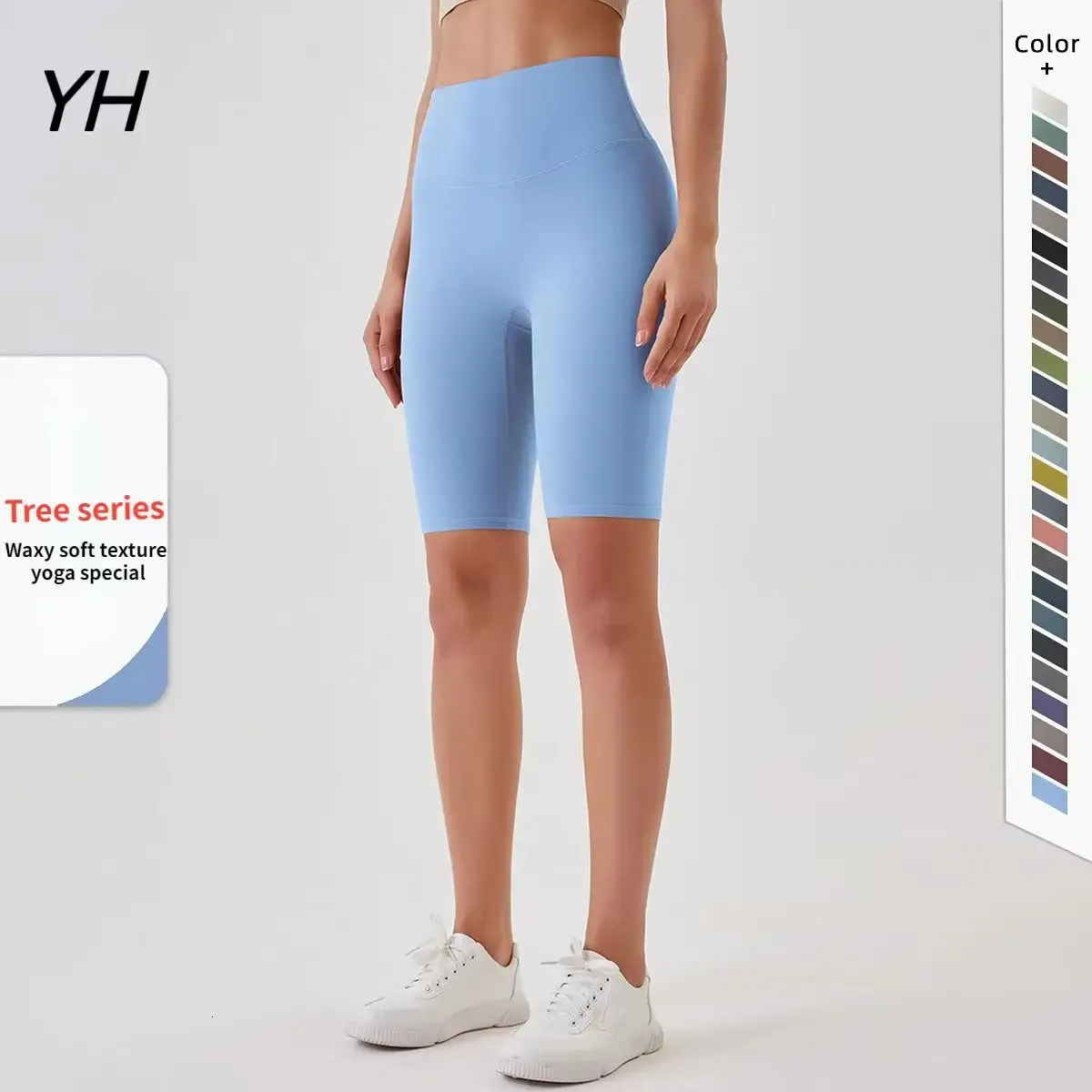 Hög midja sportcyklist shorts kvinnor naken känsla träning push up leggings mage kontroll yoga löpande fitness gym slim byxor 240106