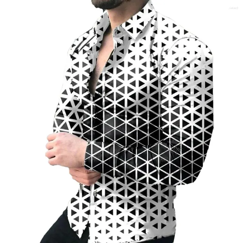 Chemises décontractées pour hommes, chemise haute, fête quotidienne, T-shirt, graphiques 3D, col boutonné, manches longues, mode masculine