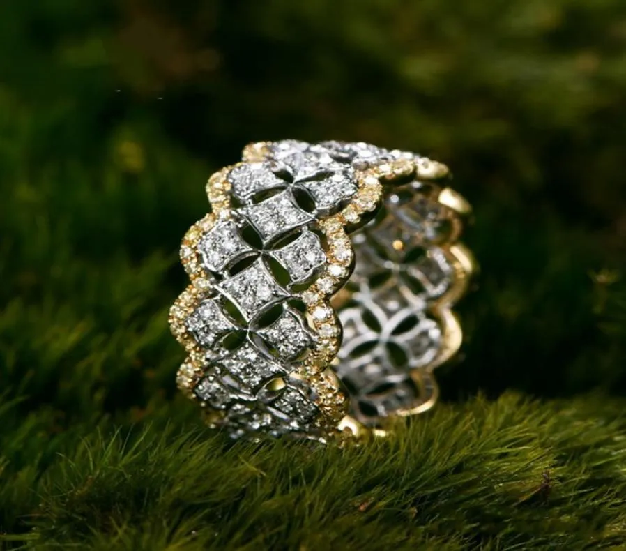 Bague en or Rose 18 carats pavé de diamants en argent Sterling 925, Bijou de fiançailles, bagues de mariage pour femmes 8058854