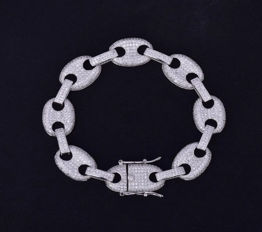 Bracelet en chaîne de perles en Zircon glacé pour hommes, en cuivre, couleur or argent, scintillant, CZ, Hip hop, 6810119