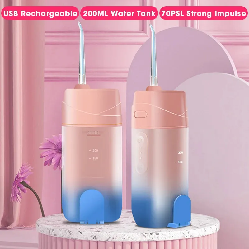 Mouth Washing Machine for Teeth Cleaning 70PSL Strong Impulse Dental Oral Irrigator 200ML USB Charging Portable 30 Days Travel 240106