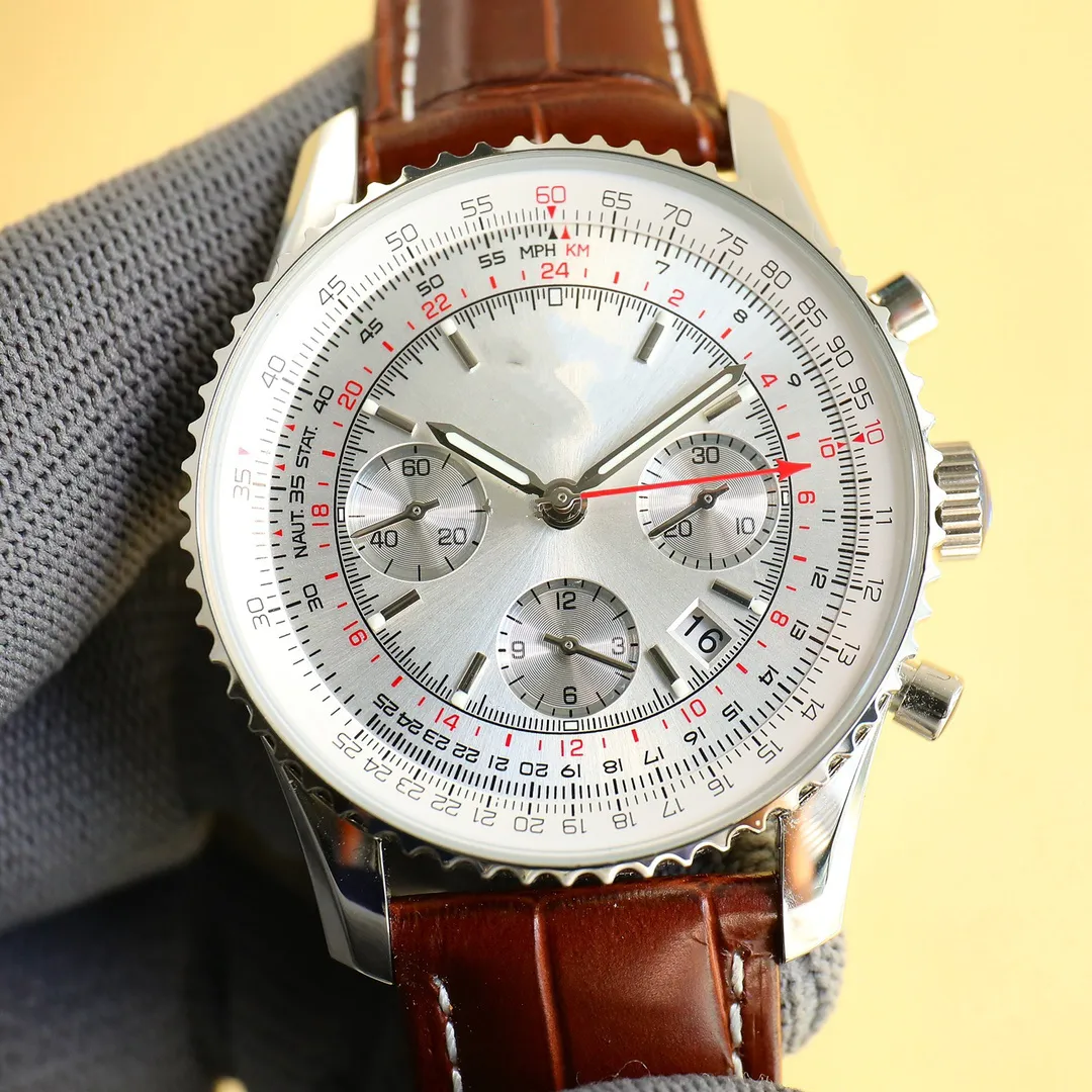 Mens Designer Watch, 43MM Black Dial Quartz Chronograph, Sapphire 