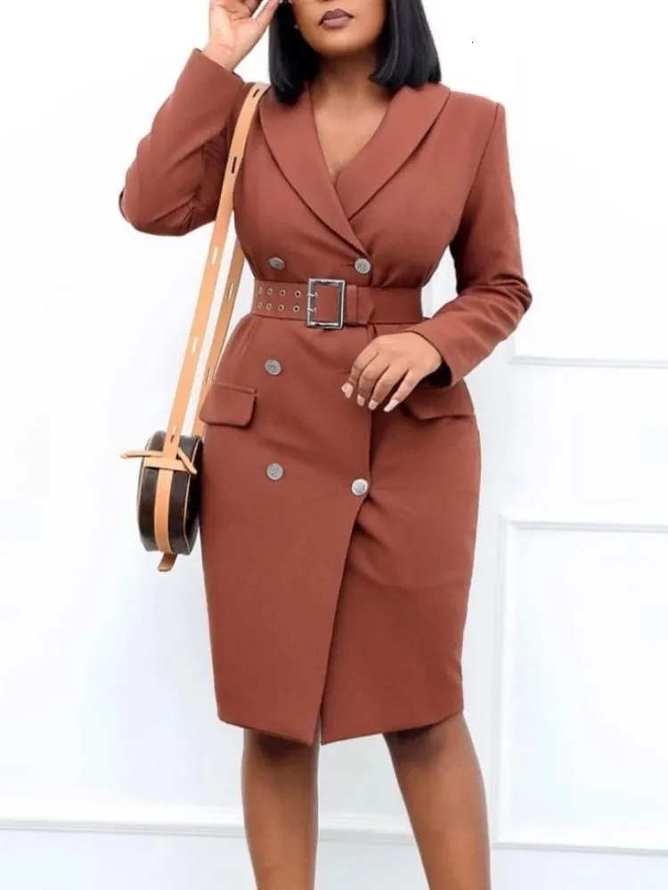 open lace back dress Houndstooth Belted Blazer Dress – Modern Polished Look – PEGASI main image 1