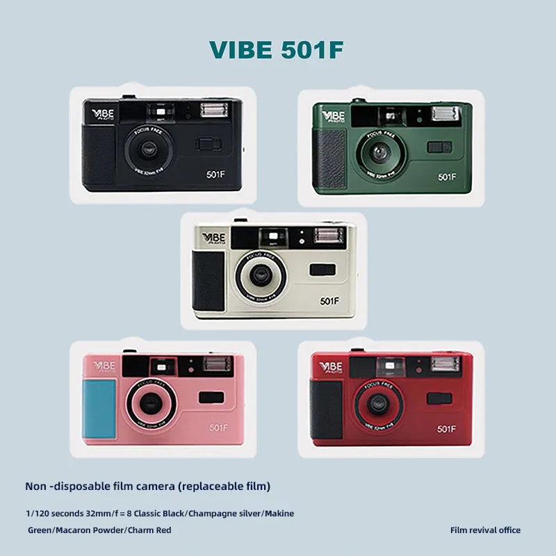 Пленочная камера Vibe 501F Retro Sport 135 Одноразовая одноразовая наведение и съемка для начинающих со вспышкой Creative 240106