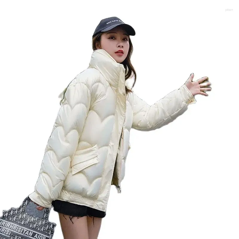 Płaszcze damskie okopy poza sezonem swobodne ubrania bawełniane kobiety Koreańska wersja luźnej błyszczącej jednorazowej mody panie zimowa kieszeń