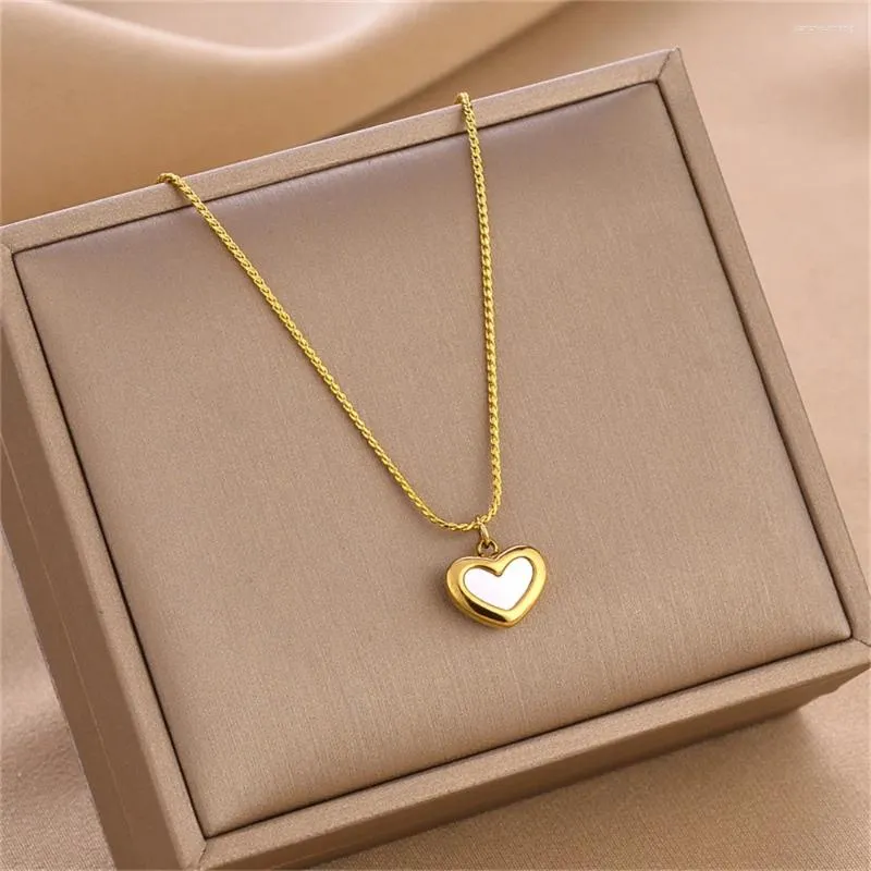 Naszyjniki wiszącego Ocean Heart Naszyjnik dla kobiet wysokiej klasy stalowa biżuteria w stylu koreańskim łańcuch obojczyka złota