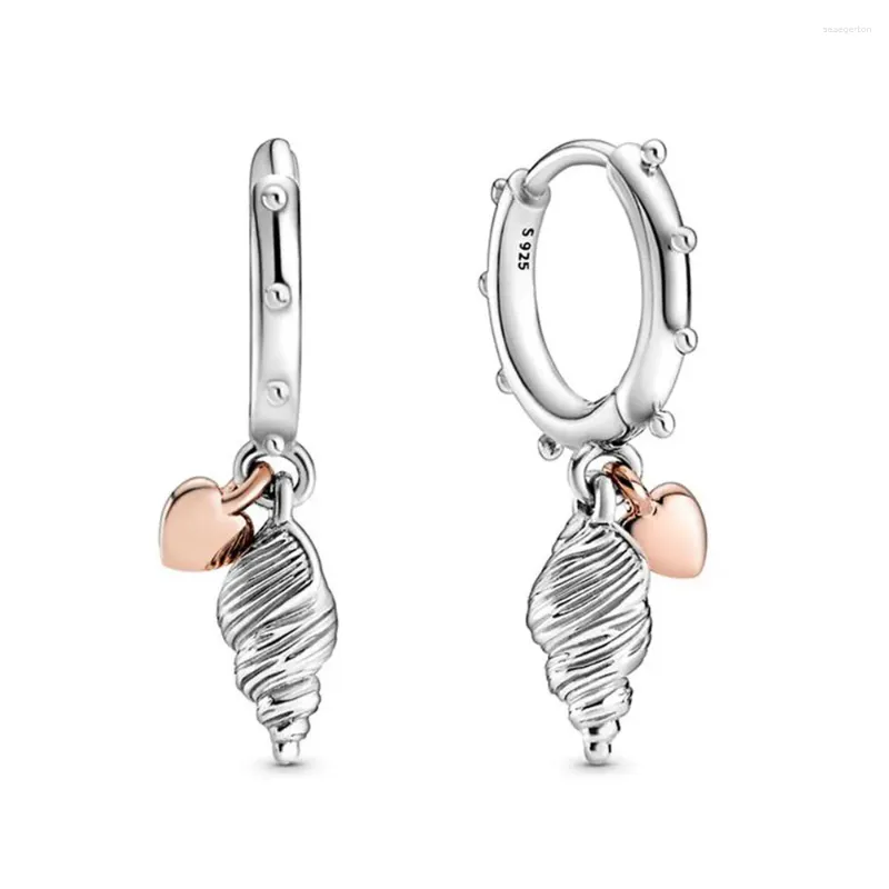 Boucles d'oreilles en argent Sterling 925 authentique, en forme de cœur, coquille de conque, cerceau à la mode pour femmes, cadeau, bijoux à faire soi-même