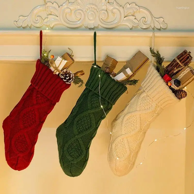 Decorazioni natalizie Calze lavorate a maglia Sacchetti regalo Caminetto Calza natalizia personalizzata