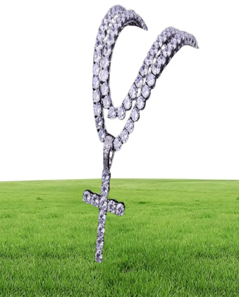 Män/kvinnor hiphop smycken zirkonhalsband hänge halsband charm bling med 4mm tenniskedja för gåva drop frakt3069392