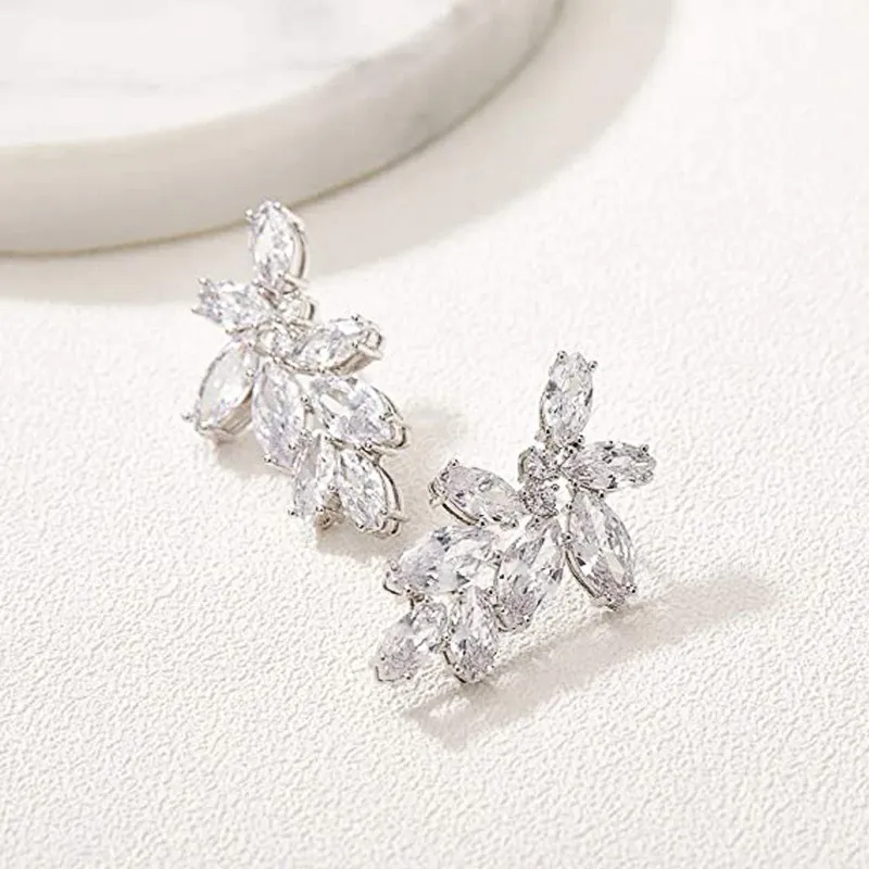 Sparkling Marquise Cubic Zirconia Dangle Earrings Women For Wedding Party Fashion Contracted Temperament Female Jewelry New