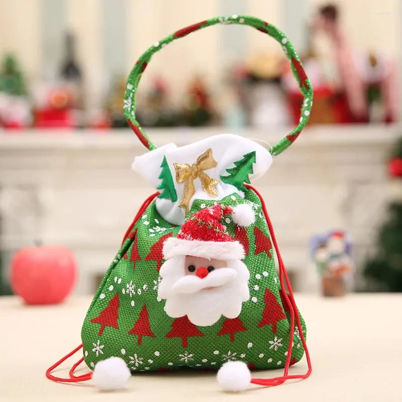 Decorazioni natalizie Borse con coulisse Regalo Gioielli Caramelle Porta cioccolata con manico Pupazzo di neve di Natale Decorazione della borsa