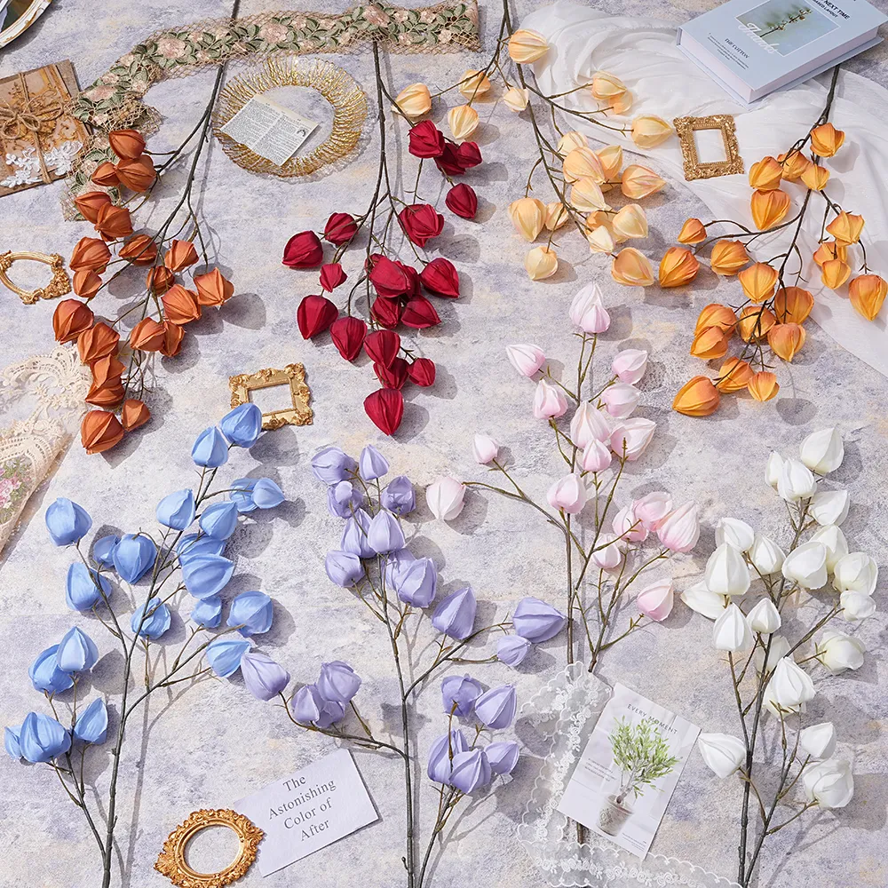 Fornitura diretta in fabbrica simulazione lanterna frutta simulazione fiore ornamenti di nozze fiore finto carillon di vento fiore di seta decorazione della casa oggetti di scena LLW