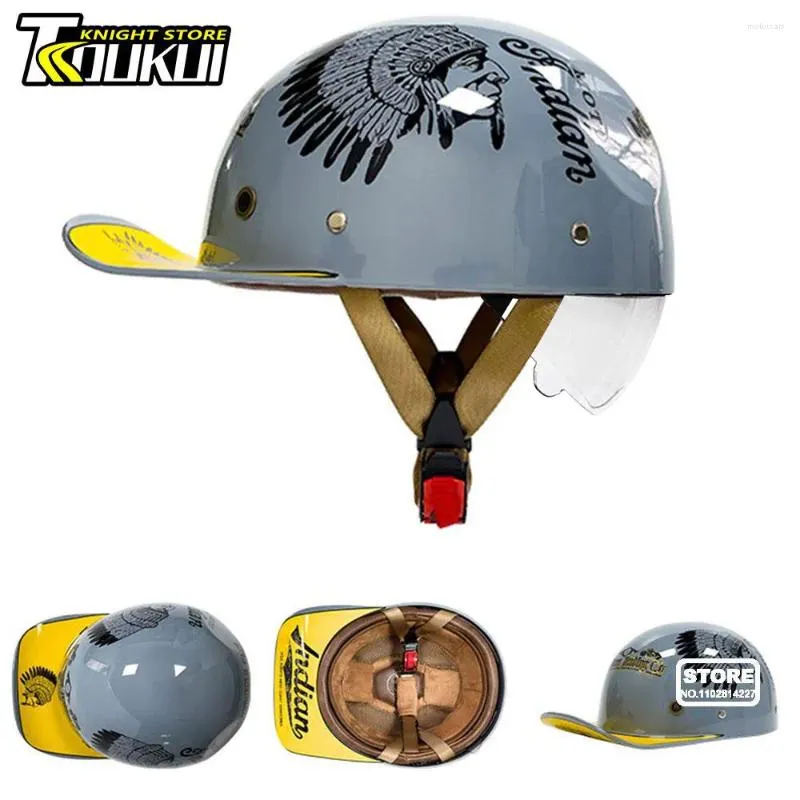 Motosiklet Kaskları Retro Kask Erkek Kadınlar Casco Moto Dot Onaylı Yarım Beyzbol Kapağı Capacete de Casque Classic