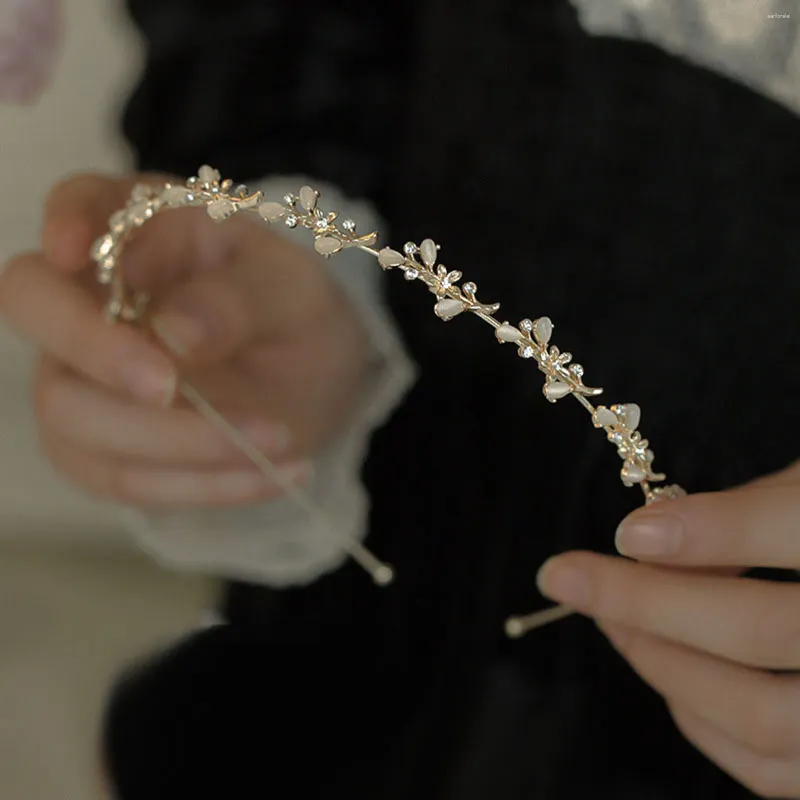 Fermagli per capelli Ragazze Cerchio Opale Fasce Sposa Diademi Seweet Colore argento Fascia per capelli Elegante signora Matrimonio Corona Principessa Gioielli da ballo