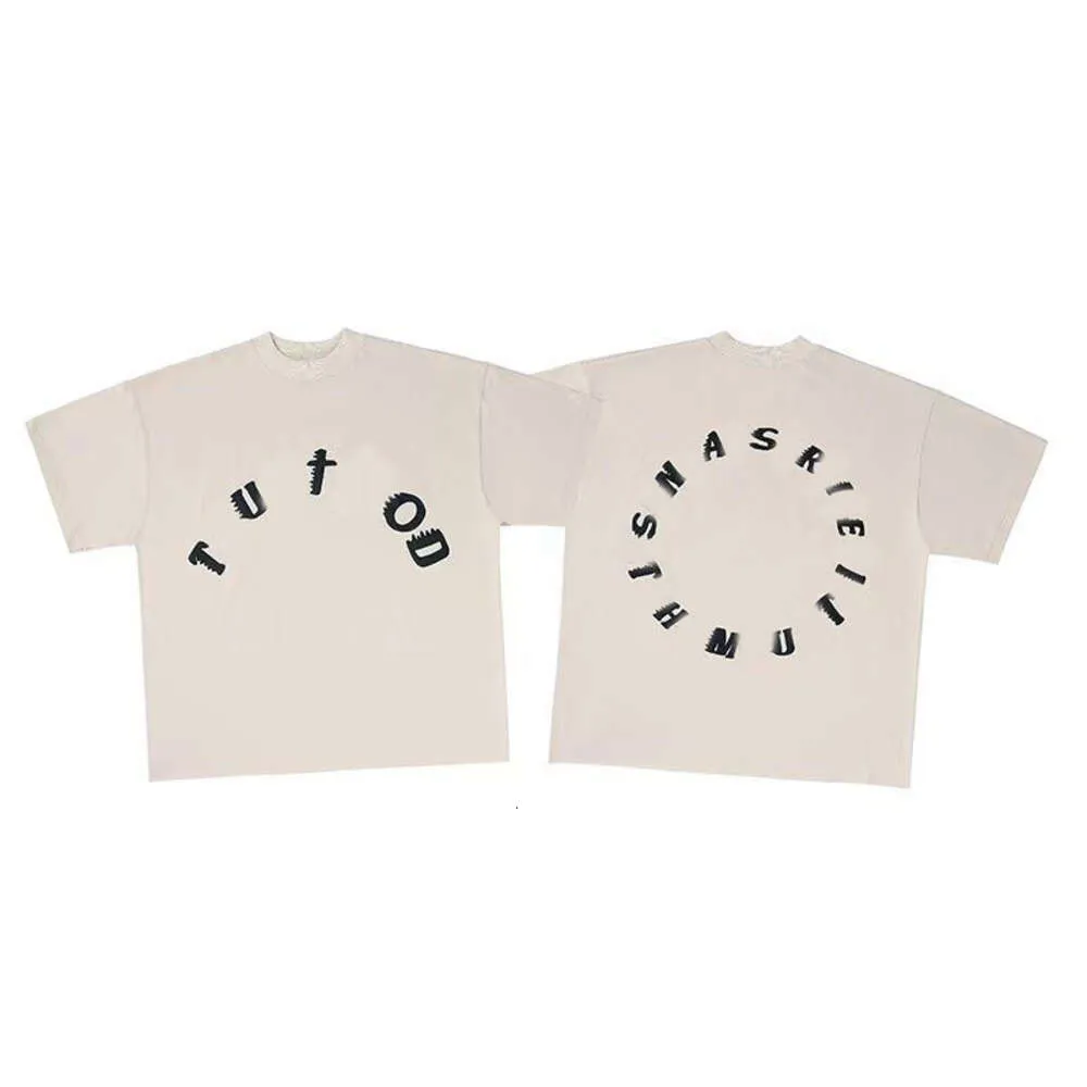 Moda casual menswear designer de luxo KanyeSChaopai clássico High street carta solta manga curta crewneck casal conforto T-shirt