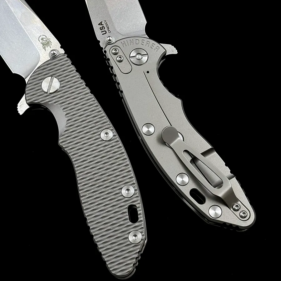 Hinderer XM18 Titanium Handle Ceramic تحمل علامة 20CV سكين قابلة للطي فيشر في الهواء الطلق في الهواء الطلق جيب جيب الأداة EDC سكين