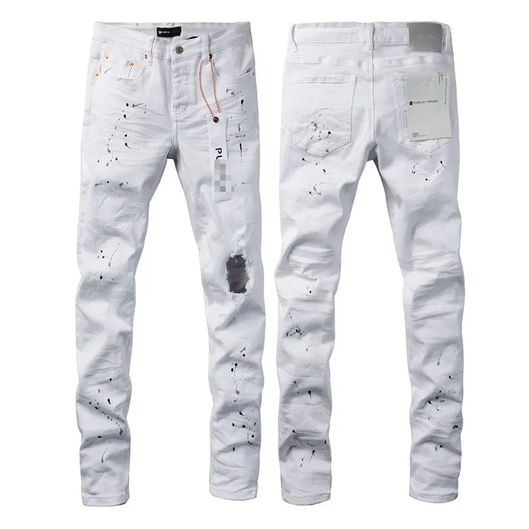 Jeans viola firmati Pantaloni denim Jeans da uomo Jeans firmati Uomo Pantaloni neri Abbigliamento da moto slim fit jeans da motociclista dritto retrò strappato di alta qualità