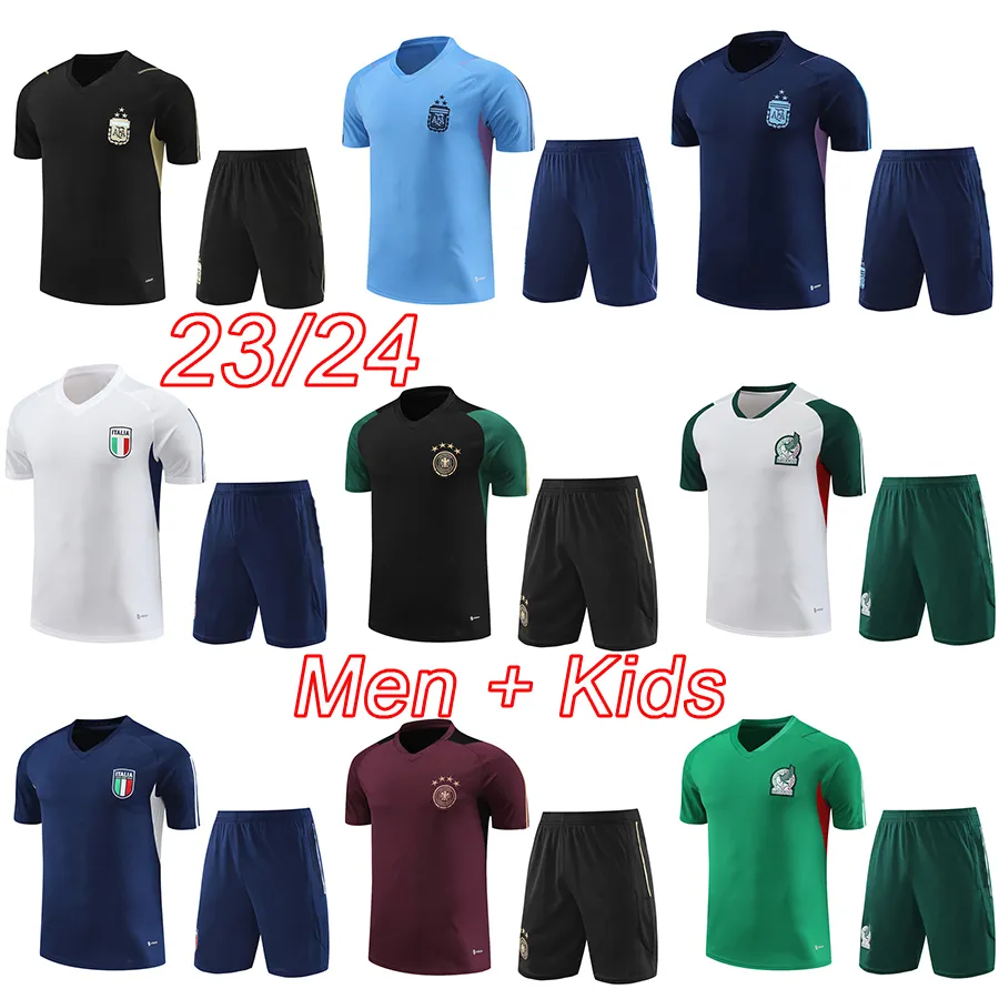 Italien före matchtröjor 2023 2024 Germanyes Argentina Mexico Kids Training Jersey 23 24 25 Men Soccer Tracksuit Boys Football Shirt Kit 2025 Camiseta Maillot Maglia