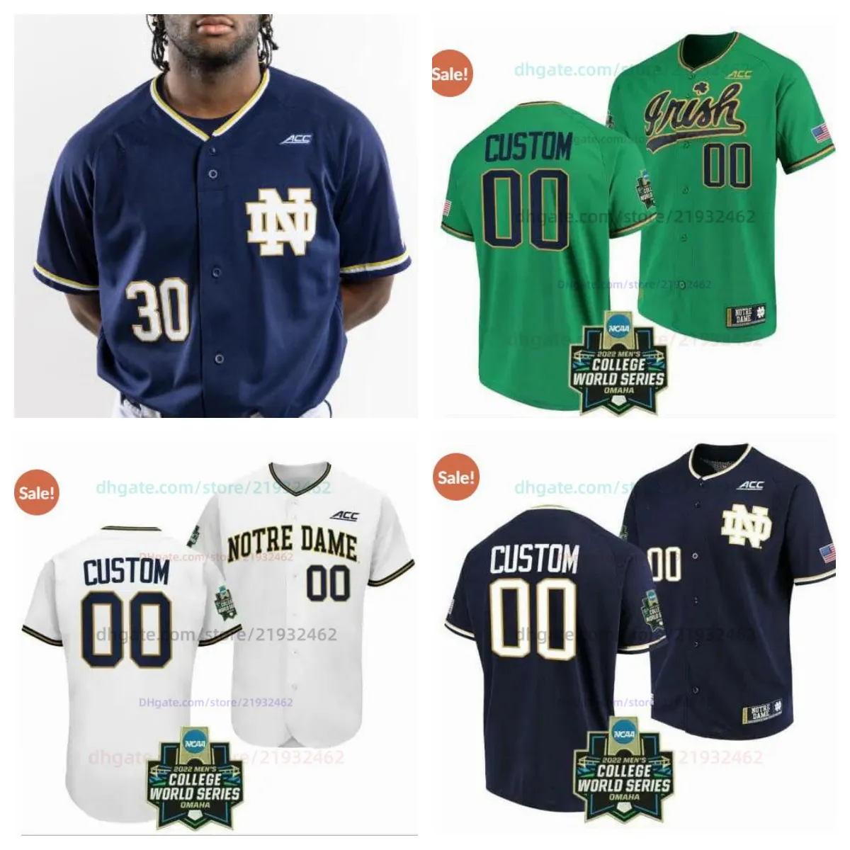 Camisa de beisebol Notre Dame College Mens Women Youth Kids Todos costurados Anthony Miller David Glancy Estevan Moreno David Lally Jr.