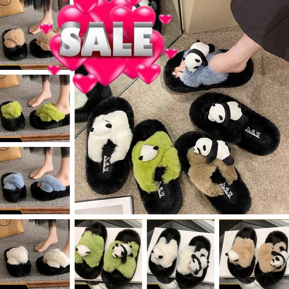 Lyxiga glider kvinnor tofflor damer ull vinter päls fluffig päls varma sandaler bekväma fuzzy flicka flip flop toffler 36-41