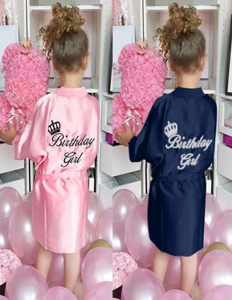 Enfants Robe Satin enfants été Kimono Robes de bain demoiselle d'honneur anniversaire fille Robe en soie enfants filles peignoir chemise de nuit RobeY209746564