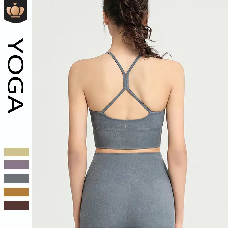 Al ll Solid Color Women Yoga Bra Slim Fit Sports Bra Fitness Vest Sexiga underkläder med avtagbara bröstkuddar mjuka brassiere svett wicking andningsbara underkläderbh