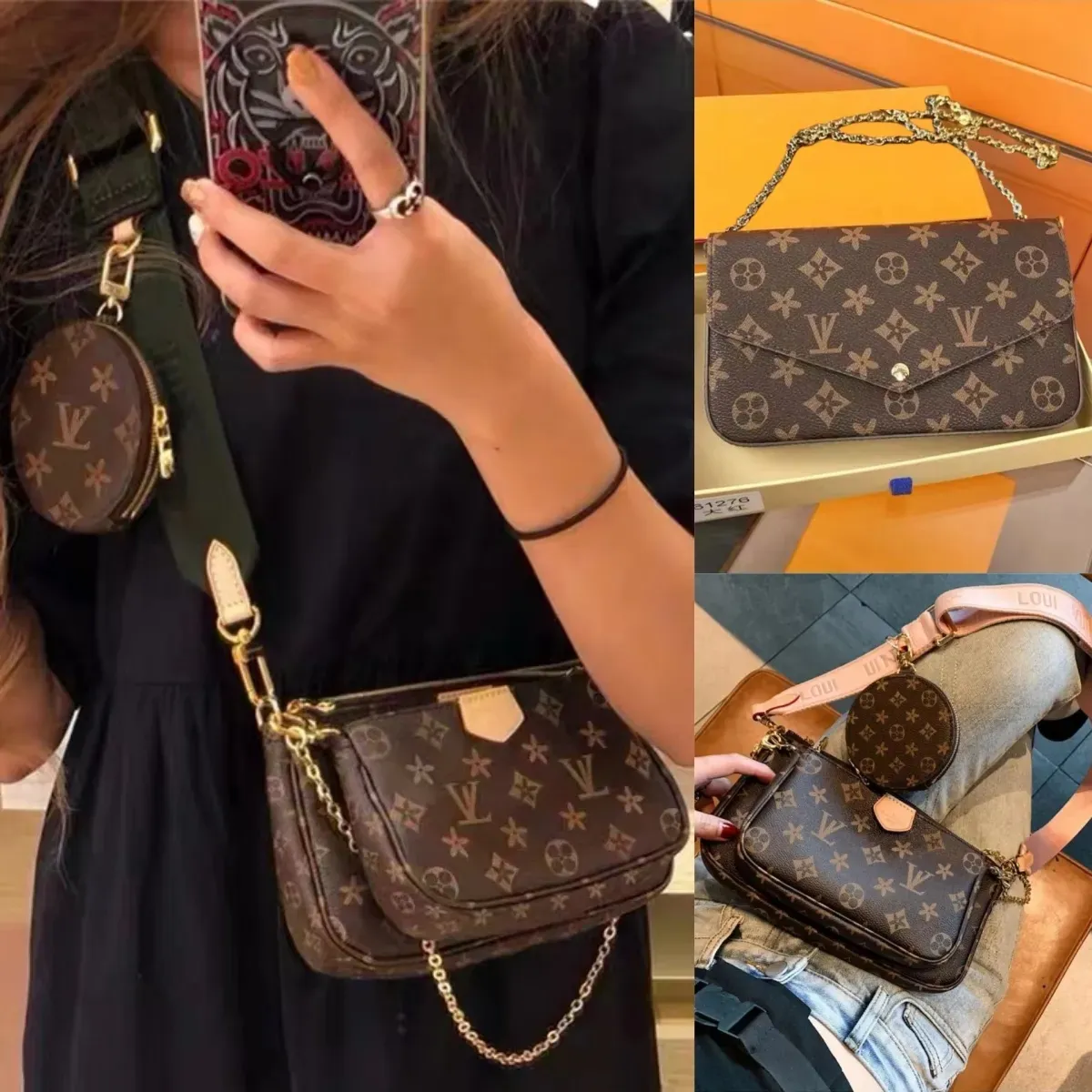 10A عالي الجودة متعددة Pochette Felicie محفظة فاخرة Mini المحافظ Crossbody حقيبة Woman Handbag أكياس الكتف مصممين للنساء مع صندوق وبطاقة