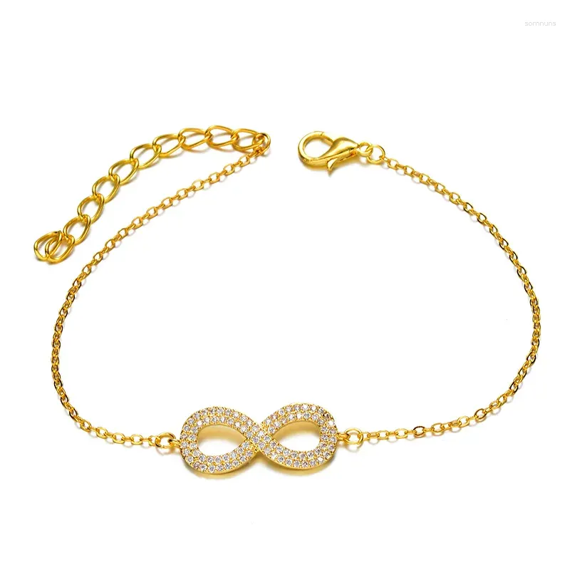 Charme Pulseiras Top Quality Mulheres Micro Pave Zircônia Cúbica Simples Símbolo Infinito Latão Metal Jóias