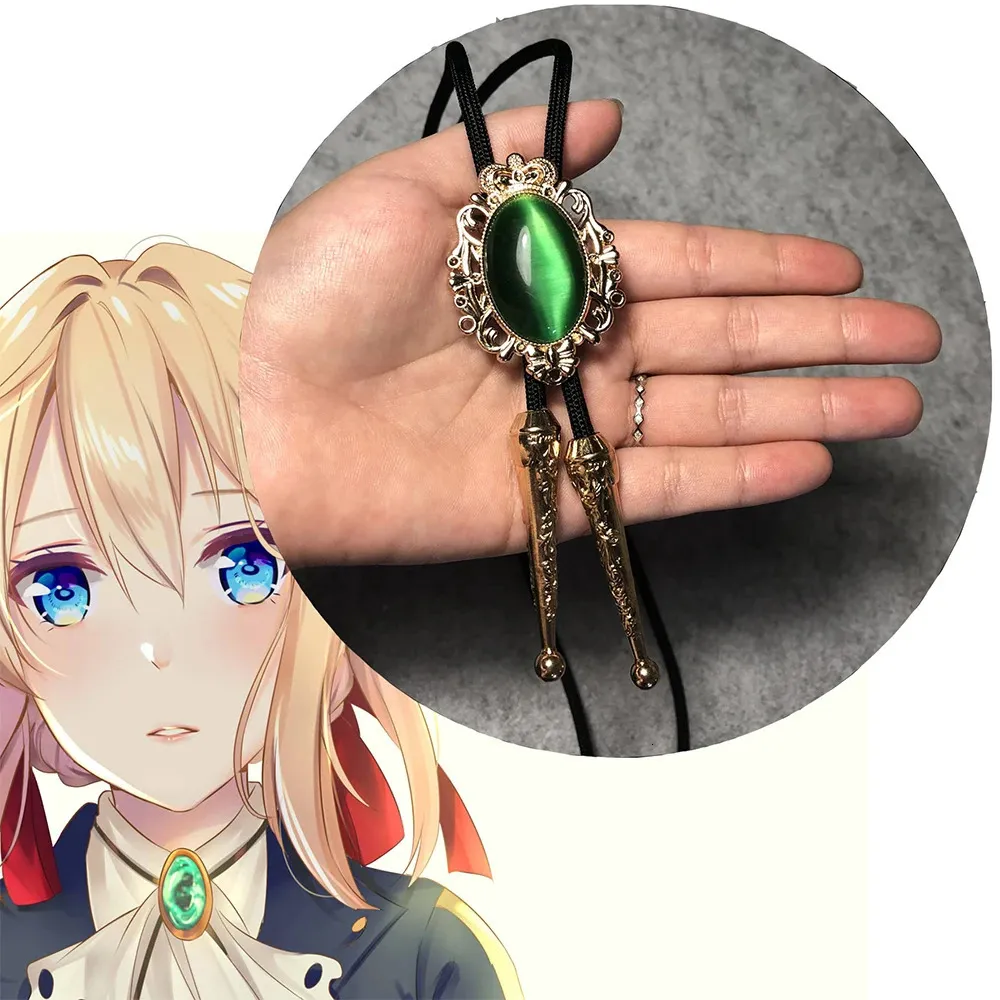 Violet Evergarden Long Necklace Cosplay Halloween Costumes Accessories Gem Pendant Sweater Chain Women Jewelry Collection Props 240106