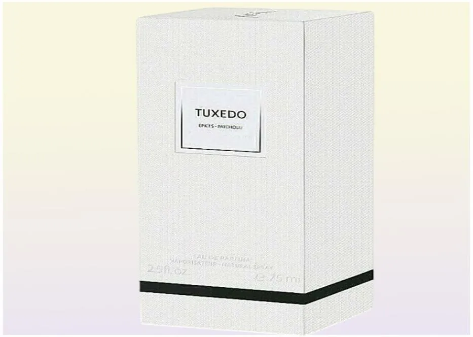 75ML TUXEDO Perfume Fragrância festa EDP Colônia Epices Patchouli Marca Eau De Parfum Spray Intenso melhor Qualidade 25FL OZ velas2236669